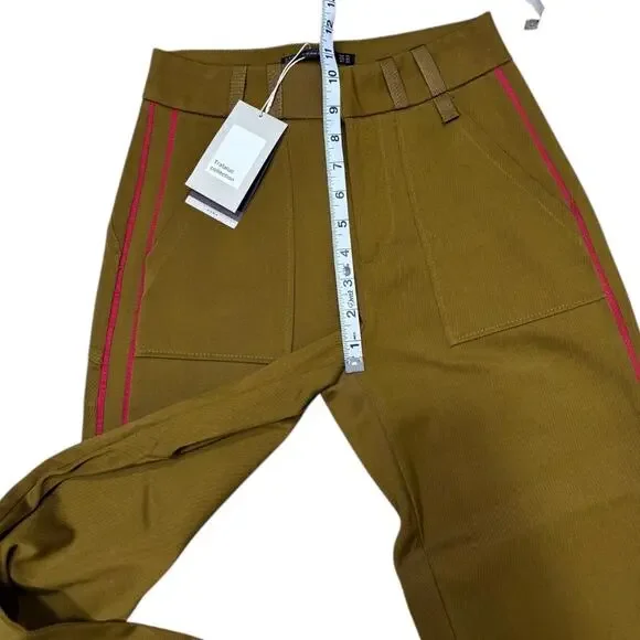 Zara Trafaluc Collection Wide-leg Cropped Pants with Red Stripe - Size XS - Picture 5 of 7